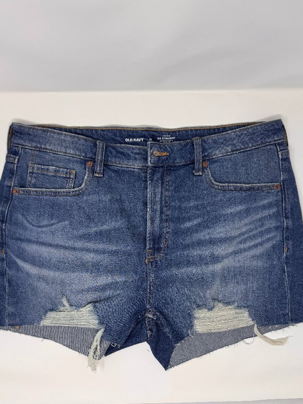 Old Navy OG Straight Distressed Jean Shorts Cut-Off Denim Size 16 Like New